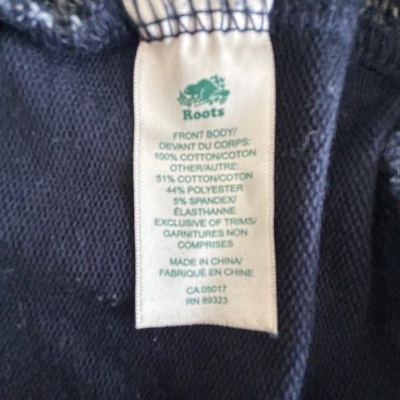 Roots Navy blue crew neck pullover sweatshirt with knit front size M - Picture 10 of 11